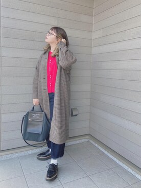 「白ソックス」｜「アイテム（ステンカラーコート）」を使った、makikiさん（レディース・158cm）の秋コーディネート