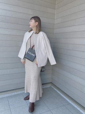 「秋服コーデ」｜「アイテム（ノーカラーコート）」を使った、makikiさん（レディース・158cm）の秋コーディネート