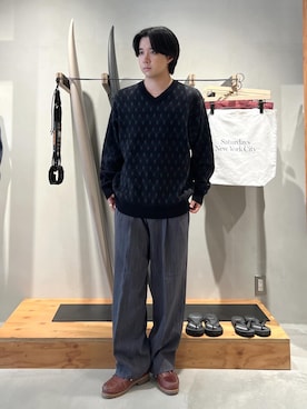 「Saturdays NYC（サタデーズ ニューヨークシティ ）のGeorge Tweed Two Tuck Pant（その他パンツ）」を使った、kippeiさん（メンズ・170cm）の秋コーディネート
