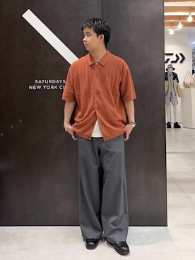 「Saturdays NYC（サタデーズ ニューヨークシティ ）のKenneth Knit SS Shirt（ポロシャツ、オレンジ系）」を使った、kippeiさん（メンズ・170cm）の春コーディネート
