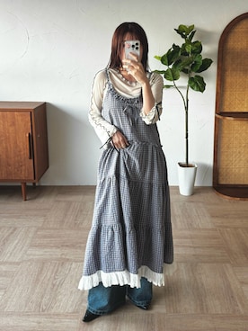 「kutir（クティール）のアイテム（ワンピース/ドレス、グレー系）」を使った、yukiさん（レディース・156cm）の春コーディネート