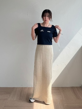 「Adoon plain（アドーンプレーン）のアイテム（トップス）」を使った、yukiさん（レディース・156cm）の夏コーディネート