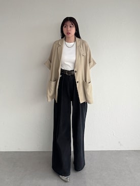「アイテム（ブラウン系）」を使った、yukiさん（レディース・156cm）の夏コーディネート