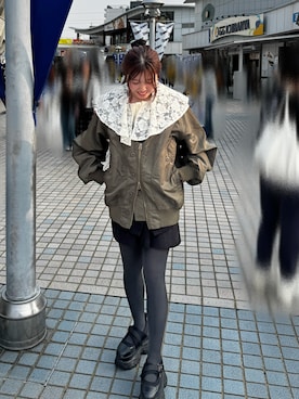 「Perushu（ペルーシュ）のアイテム（ジャケット/アウター）」を使った、yukiさん（レディース・156cm）の春コーディネート