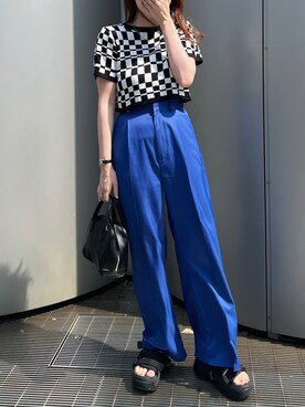 「チェッカー柄」｜yukiさん（レディース・156cm）の夏コーディネート