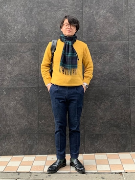 「H&M（エイチ・アンド・エム）のアイテム（ローファー）」を使った、jaepil leeさん（メンズ・175cm）の秋コーディネート