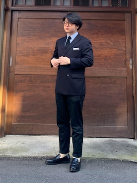 「H&M（エイチ・アンド・エム）のアイテム（ローファー）」を使った、jaepil leeさん（メンズ・175cm）の秋コーディネート