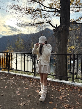 「アイテム（レッグウォーマー）」を使った、arisaさん（レディース・158cm）の秋コーディネート