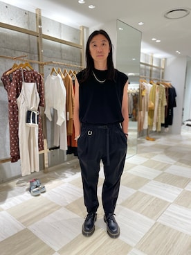 「RICK OWENS」｜「アイテム（スラックス）」を使った、fujisakiさん（メンズ・172cm）の夏コーディネート