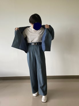 「ブルーコーデ」｜「アイテム（セットアップ）」を使った、🧺ㅤさん（レディース・160cm）の秋コーディネート