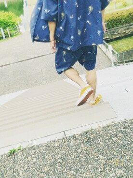 「ブルー」｜「アイテム（セットアップ）」を使った、Rさん（メンズ・165cm）の夏コーディネート