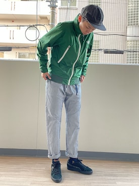 「緑」｜「アイテム（ブルゾン）」を使った、noriさん（メンズ・172cm）の秋コーディネート