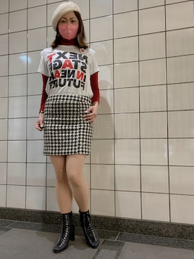 「H&M（エイチ・アンド・エム）のアイテム（ライダースジャケット）」を使った、玲央さん（レディース・160cm）の冬コーディネート