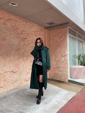 「EMODA（エモダ）のスクエアポイントミドルブーツ（ブーツ）」を使った、濱田 萌衣(EMODA)さん（レディース・162cm）の秋コーディネート