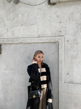 「EMODA」｜「アイテム（トレンチコート）」を使った、濱田 萌衣(EMODA)さん（レディース・162cm）の春コーディネート