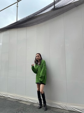 「EMODA（エモダ）のスクエアポイントミドルブーツ（ブーツ）」を使った、濱田 萌衣(EMODA)さん（レディース・162cm）の冬コーディネート