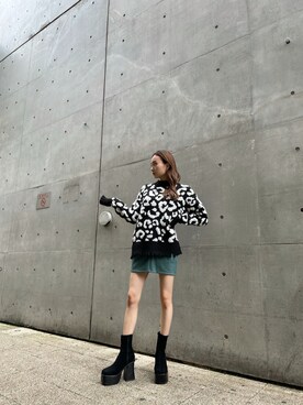 「EMODA（エモダ）のサイドゴアタンクブーツ（ブーツ）」を使った、濱田 萌衣(EMODA)さん（レディース・162cm）の秋コーディネート