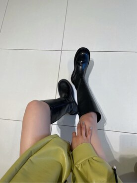 「EMODA（エモダ）のトラックソールロングブーツ（ブーツ）」を使った、濱田 萌衣(EMODA)さん（レディース・162cm）の夏コーディネート