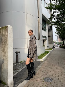 「EMODA（エモダ）のスクエアポイントミドルブーツ（ブーツ）」を使った、濱田 萌衣(EMODA)さん（レディース・162cm）の夏コーディネート