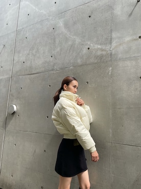 「EMODA」｜「アイテム（ダウンジャケット/コート）」を使った、濱田 萌衣(EMODA)さん（レディース・162cm）の秋コーディネート