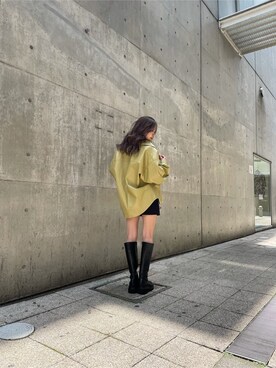 「EMODA（エモダ）のトラックソールロングブーツ（ブーツ）」を使った、濱田 萌衣(EMODA)さん（レディース・162cm）の夏コーディネート