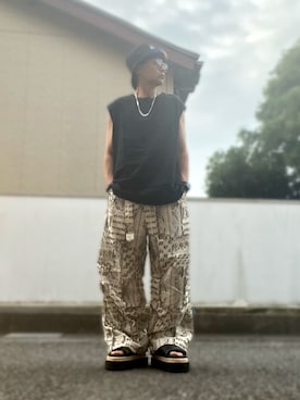 「MAISON SPECIAL（メゾンスペシャル）のアイテム（サンダル）」を使った、malibuさん（メンズ・163cm）の夏コーディネート