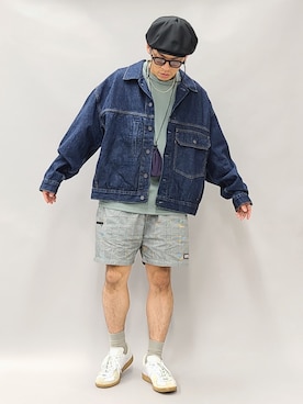 「ジャーマントレーナー」｜「アイテム（デニムジャケット）」を使った、YANCHAさん（メンズ・167cm）の秋コーディネート