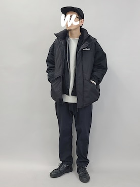 「WILD THINGS（ワイルドシングス）のアイテム（ダウンベスト）」を使った、YANCHAさん（メンズ・167cm）の春コーディネート