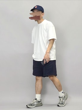 「アイテム（シューズ、グレー系）」を使った、YANCHAさん（メンズ・167cm）の夏コーディネート