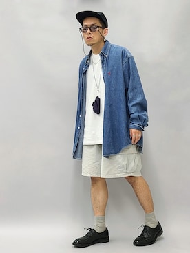 「glabella（グラベラ）のスプリットレザー（牛床革） Uチップ オックスフォード シューズ（ドレスシューズ）」を使った、YANCHAさん（メンズ・167cm）の秋コーディネート