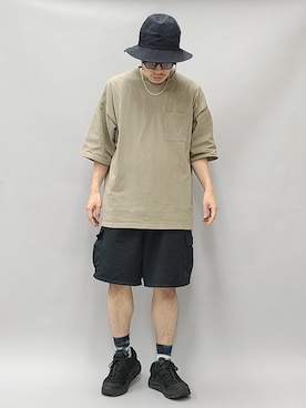 「Goodwear（グッドウェア）のGood wear グッドウェア SUPER BIGシルエット　ポケットTシャツ 2W7-2501（Tシャツ/カットソー）」を使った、YANCHAさん（メンズ・167cm）の夏コーディネート