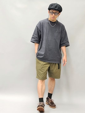 「Goodwear（グッドウェア）のGood wear グッドウェア SUPER BIGシルエット　ポケットTシャツ 2W7-2501（Tシャツ/カットソー）」を使った、YANCHAさん（メンズ・167cm）の夏コーディネート