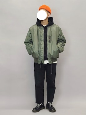 「Mr.COVER（ミスターカバー）のアイテム」を使った、YANCHAさん（メンズ・167cm）の冬コーディネート