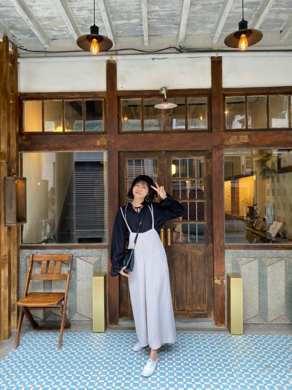 「GUのアイテム（トップス、ブラック系）」を使った、wenyu ⭐さん（レディース・164cm）の冬コーディネートの1枚目の写真