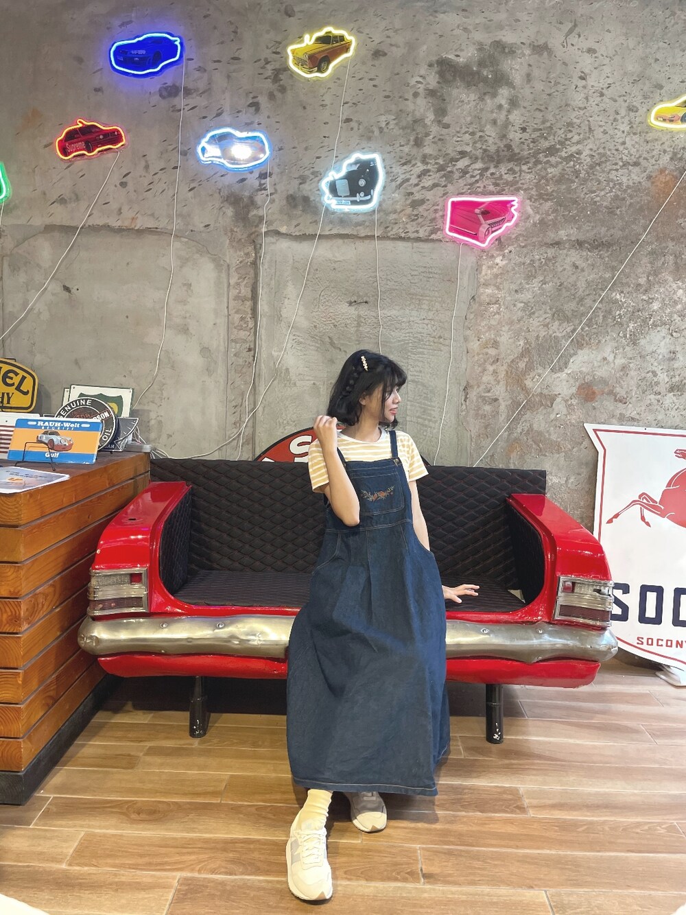 「QUEEN SHOPのアイテム（ワンピース、ブルー系）」を使った、wenyu ⭐さん（レディース・164cm）の夏コーディネートの1枚目の写真