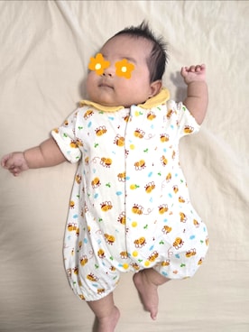 「アイテム（ロンパース）」を使った、きーくんさん（キッズ・60cm）の秋コーディネート