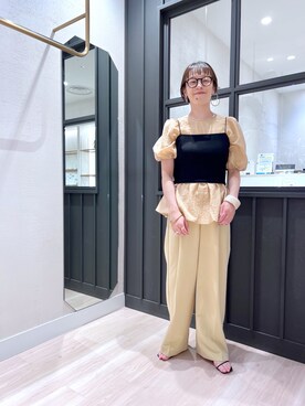 「袖ボリューム」｜「アイテム（スラックス）」を使った、mmmiさん（レディース・154cm）の夏コーディネート