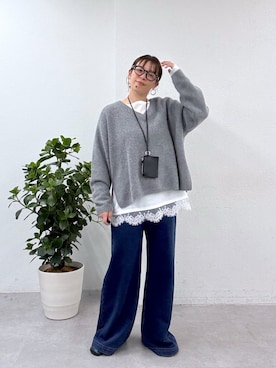 「アイテム（デニムパンツ）」を使った、mmmiさん（レディース・154cm）の秋コーディネート