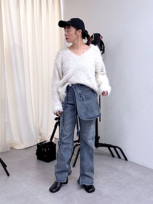 セール】ポケット付きフレアデニム（デニムパンツ）｜Omekashi