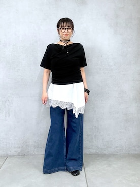 「Omekashi（オメカシ）のアイテム」を使った、mmmiさん（レディース・154cm）の春コーディネート