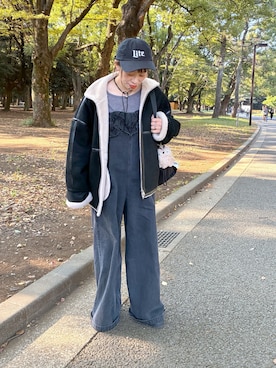 「アイテム（サロペット/オーバーオール）」を使った、mmmiさん（レディース・154cm）の秋コーディネート