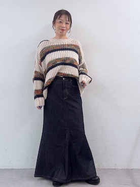 「アイテム（スリッポン）」を使った、mmmiさん（レディース・154cm）の秋コーディネート