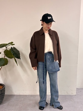 「アイテム（その他アウター、ブラウン系）」を使った、mmmiさん（レディース・154cm）の秋コーディネート