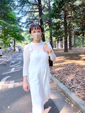 「Omekashi（オメカシ）のアイテム（オールインワン・サロペット）」を使った、mmmiさん（レディース・154cm）の春コーディネート