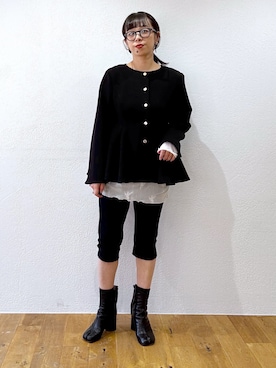 「Omekashi（オメカシ）の≪10/19まで15％OFF！IWASAKI推しアイテム≫フラワードットチュールプルオーバー（Tシャツ/カットソー、ホワイト系）」を使った、mmmiさん（レディース・154cm）の秋コーディネート