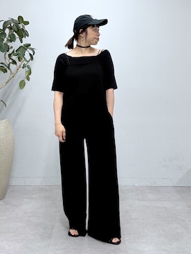 「Omekashi（オメカシ）のオフショルニット（ニット/セーター、ブラック系）」を使った、mmmiさん（レディース・154cm）の春コーディネート