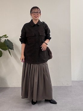 「スカートコーデ」｜「アイテム（ブルゾン）」を使った、mmmiさん（レディース・154cm）の秋コーディネート