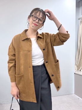 「ブラウンコーデ」｜「アイテム（その他アウター）」を使った、mmmiさん（レディース・154cm）の秋コーディネート