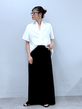 「Omekashi（オメカシ）のジョーゼットミニマルキャミワンピース（ワンピース、ブラック系）」を使った、mmmiさん（レディース・154cm）の春コーディネート