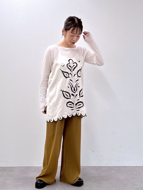 セール】サテン刺繍キャミチュニック（キャミソール）｜Omekashi